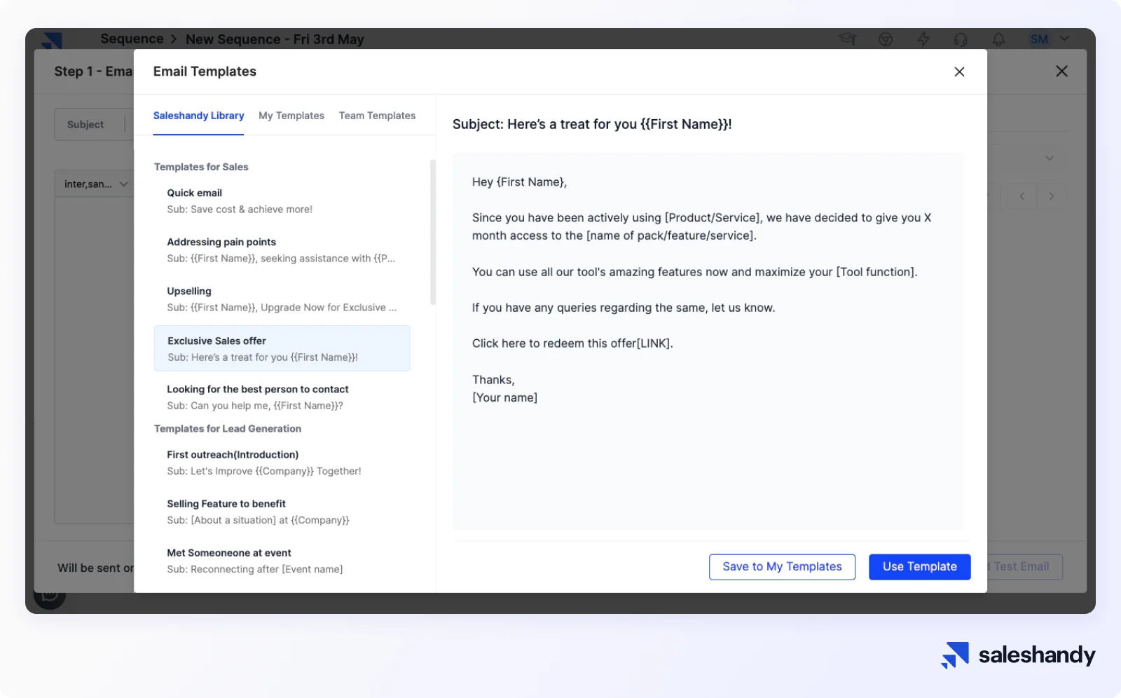 Opslyft — Saleshandy in action