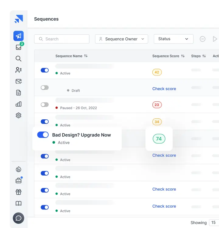 Email Sequences interface