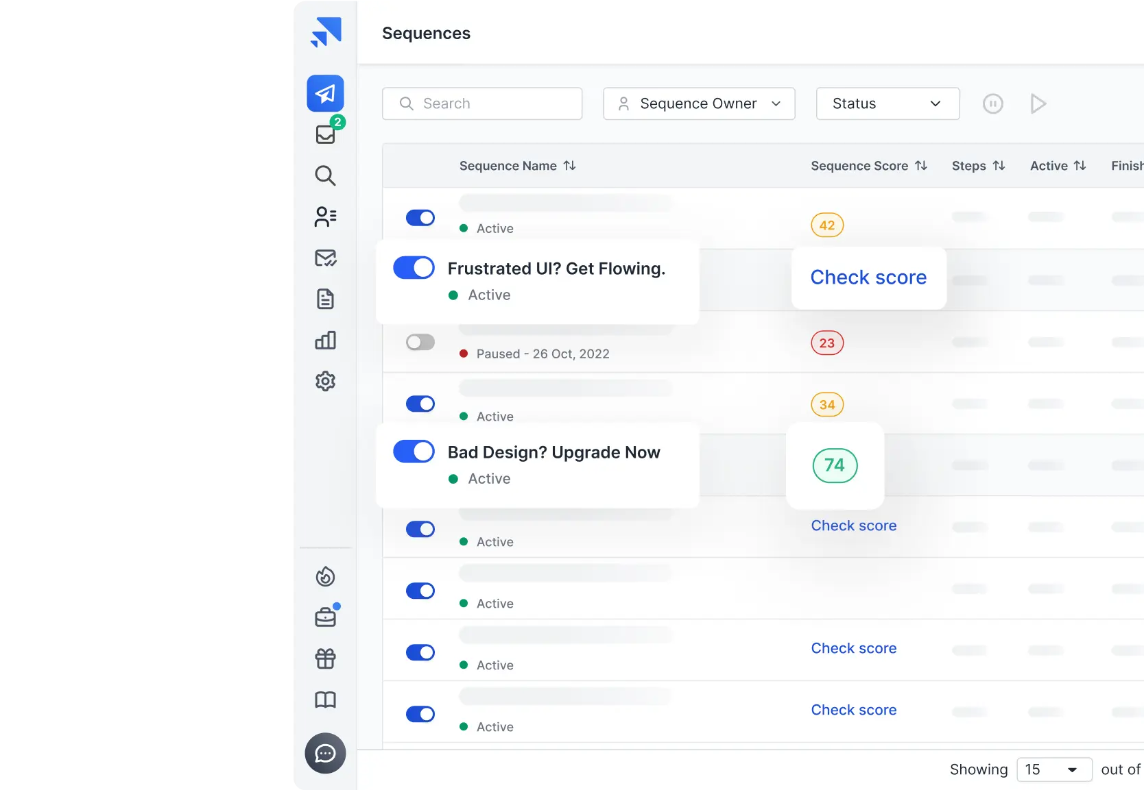 Email Sequences interface