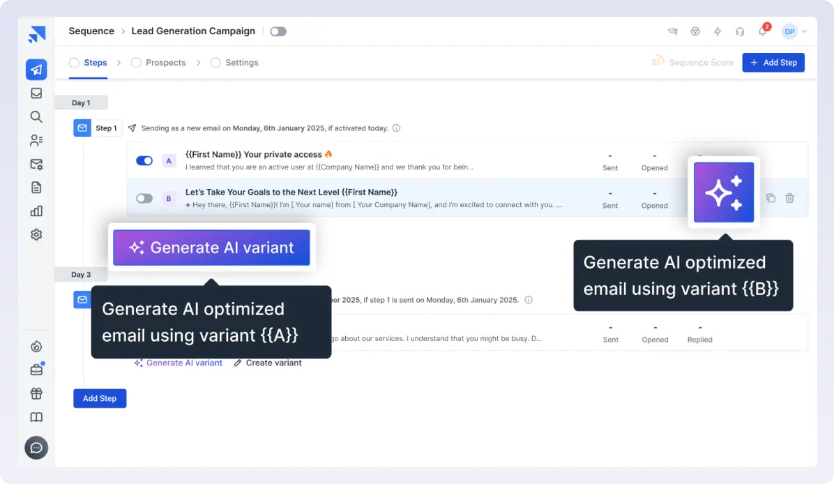 AI Variants — Generate one click AI variants and send inbox ready emails