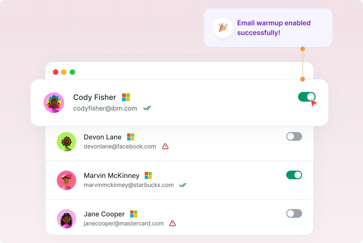 One-Click Warm-Up — Enable your warm-up in one click