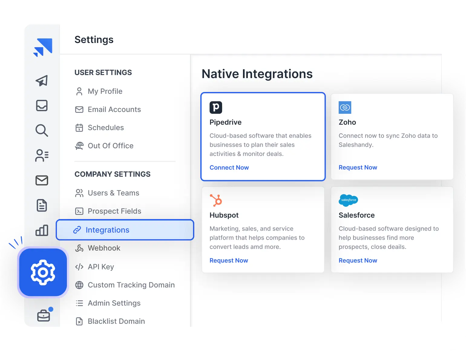 Saleshandy CRM interface