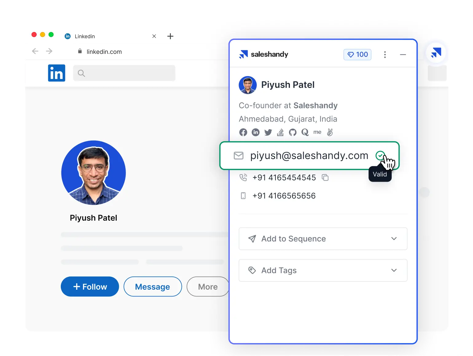 from LinkedIn profile to inbox interface