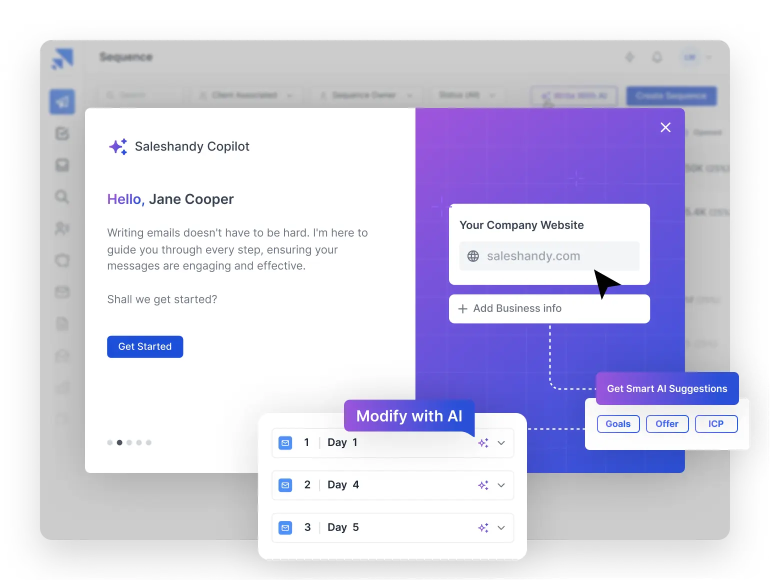 AI Sequence Copilot interface