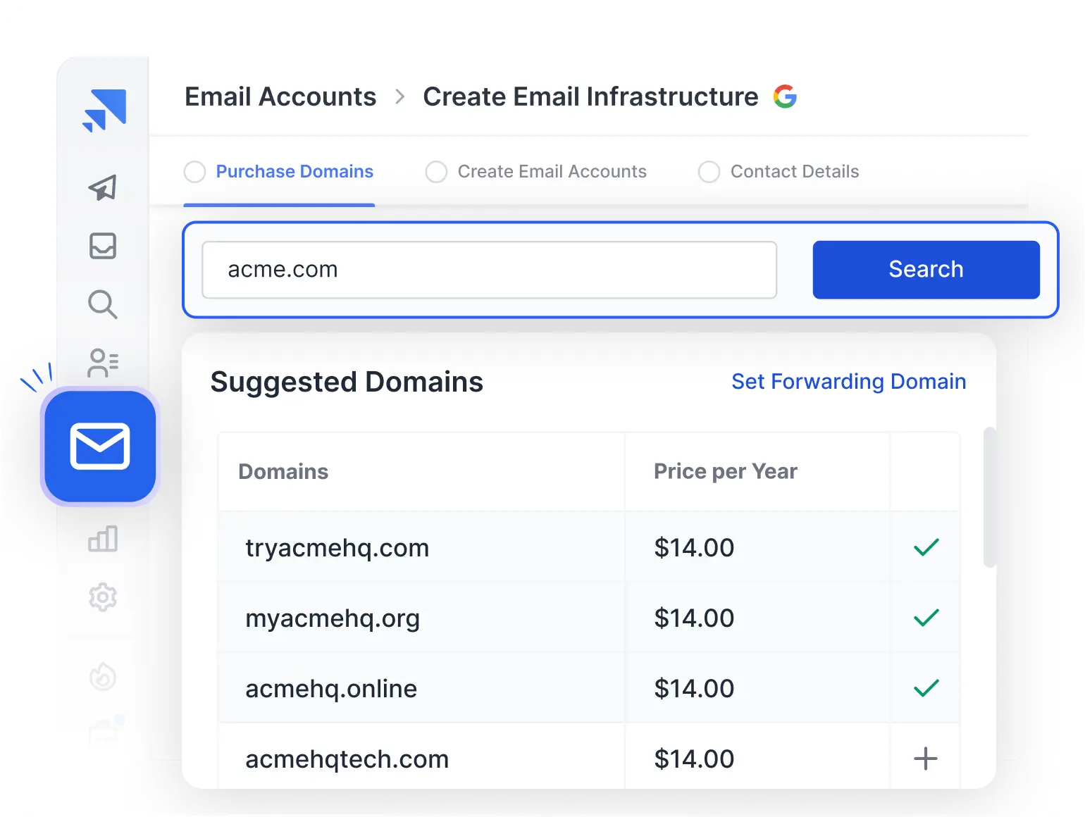 Email Infrastructure interface